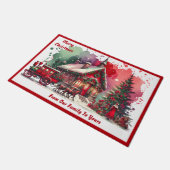 Monogram Feestelijke Vintage Kerst op wit | Deurmat (Schuin)