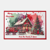 Monogram Feestelijke Vintage Kerst op wit | Deurmat (Voorkant)