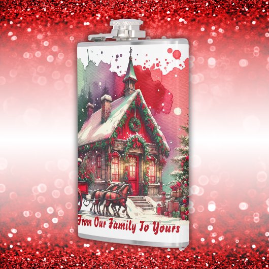 Monogram Feestelijke Vintage Kerst op wit | Heupfles