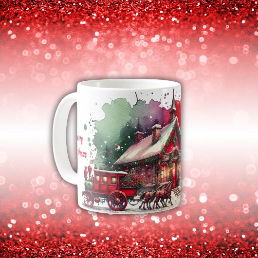 Monogram Feestelijke Vintage Kerst op wit | Koffiemok