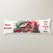 Monogram Feestelijke Vintage Kerst op wit | Lichaamskussen (Voorkant)