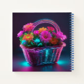 Monogram felgekleurde bloemen in een mand | notitieboek (Achterkant)
