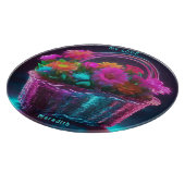 Monogram felgekleurde bloemen in een mand | snijplank (Hoek)