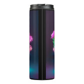 Monogram felgekleurde bloemen in een mand | thermosbeker (Achterkant)