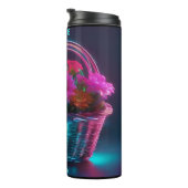 Monogram felgekleurde bloemen in een mand | thermosbeker (Geroteerd rechts)