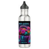 Monogram felgekleurde bloemen in een mand | waterfles  (Rechts)