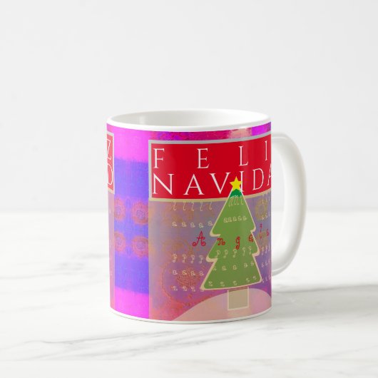 Monogram "Feliz Navidad" Vrede en gelukkig nieuwja Koffiemok (Voorkant rechts)