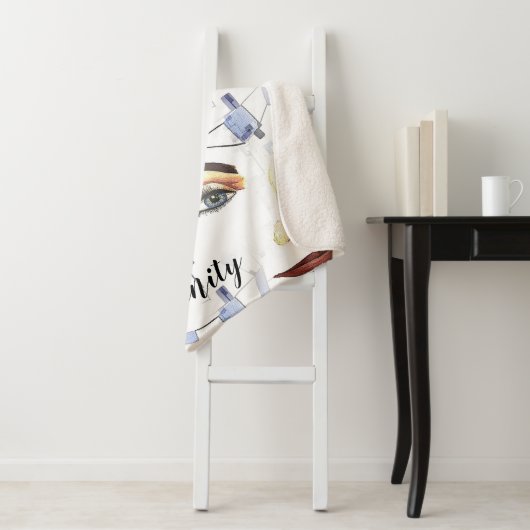 Monogram Feminine Chic Artistic Artwork Sherpa Deken (In situ)