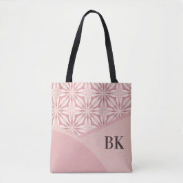 Monogram Feminine Roze Geometrisch Patroon Tote Bag