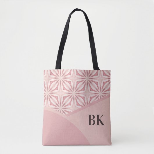 Monogram Feminine Roze Geometrisch Patroon Tote Bag (Voorkant)
