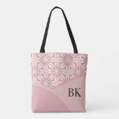 Monogram Feminine Roze Geometrisch Patroon Tote Bag (Achterkant)