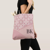 Monogram Feminine Roze Geometrisch Patroon Tote Bag (Dichtbij)