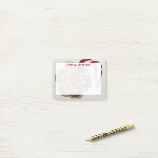 Monogram Feng Shui Chinese Munten Rood Lint Post-it® Notes (Op bureau)