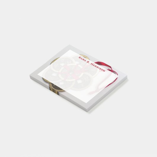 Monogram Feng Shui Chinese Munten Rood Lint Post-it® Notes (Schuin)