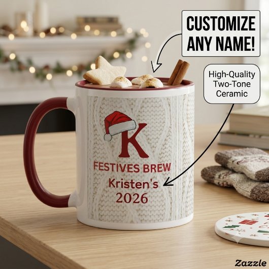 Monogram Festieve Brei Trui Kerstmis  Mok