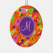 Monogram Fiesta Party Sombrero Cactus Limes Pepper Keramisch Ornament (Rechts)