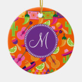 Monogram Fiesta Party Sombrero Cactus Limes Pepper Keramisch Ornament (Voorkant)