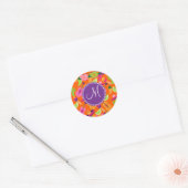 Monogram Fiesta Party Sombrero Cactus Limes Pepper Ronde Sticker (Envelop)
