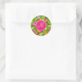 Monogram Fiesta Party Sombrero Cactus Limes Pepper Ronde Sticker (Tas)
