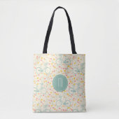 Monogram fiets en bloemen tote bag (Voorkant)