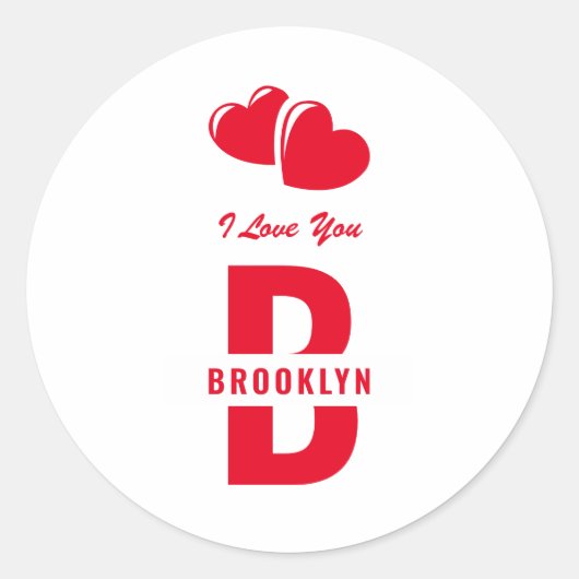 Monogram Fijne Valentijnsdag Wit Rood Hipster Ronde Sticker (Voorkant)