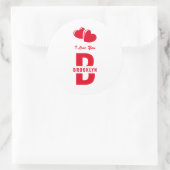 Monogram Fijne Valentijnsdag Wit Rood Hipster Ronde Sticker (Tas)