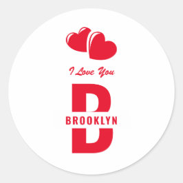 Monogram Fijne Valentijnsdag Wit Rood Hipster Ronde Sticker