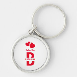 Monogram Fijne Valentijnsdag Wit Rood Hipster Sleutelhanger