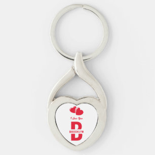 Monogram Fijne Valentijnsdag Wit Rood Hipster Sleutelhanger