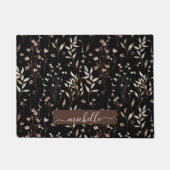 Monogram Fijne Waterverf Bruine Bloemen Bladeren Deurmat (Voorkant)