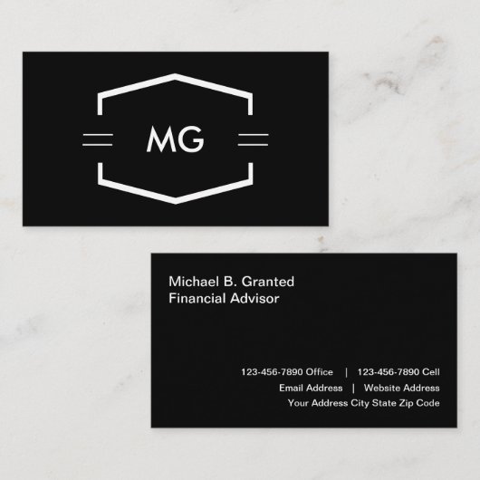Monogram Financial Advisor Visitekaartje (Voorkant / Achterkant)
