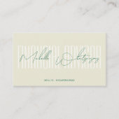 Monogram FINANCIËLE ADVISEUR modern script Visitekaartje (Voorkant)