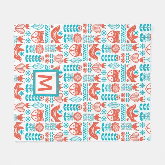 Monogram | Fins kunstpatroon voor vos- en vogelfol Fleece Deken (Voorkant (Horizontaal))