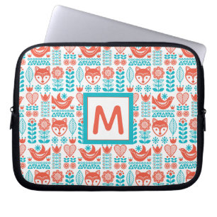 Monogram   Fins kunstpatroon voor vos- en vogelfol Laptop Sleeve