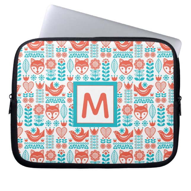 Monogram | Fins kunstpatroon voor vos- en vogelfol Laptop Sleeve (Voorkant)