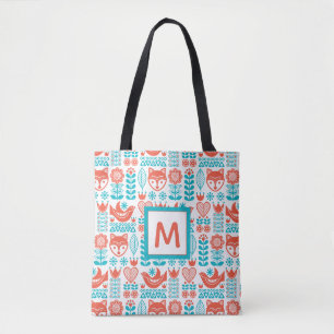 Monogram   Fins kunstpatroon voor vos- en vogelfol Tote Bag