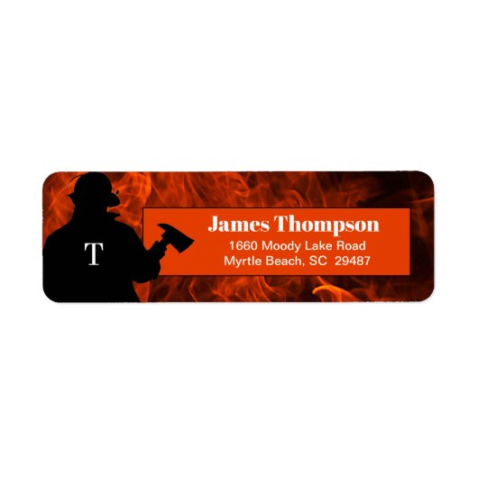 Monogram Fireman Flame Background Etiket (Voorkant)