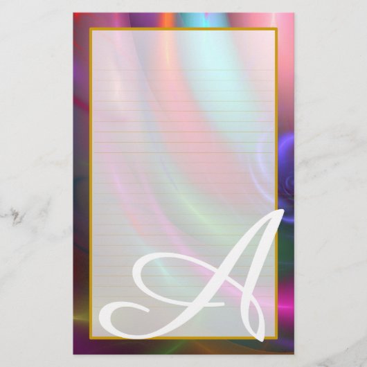 Monogram Fireworks III Fine Lined Stationery Briefpapier (Voorkant)