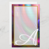 Monogram Fireworks III Fine Lined Stationery Briefpapier (Voorkant / Achterkant)