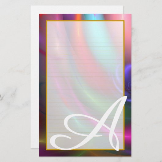 Monogram Fireworks III Fine Lined Stationery Briefpapier (Voorkant / Achterkant)