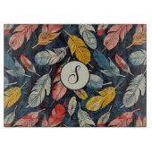 Monogram Flair met veren Snijplank (Voorkant)