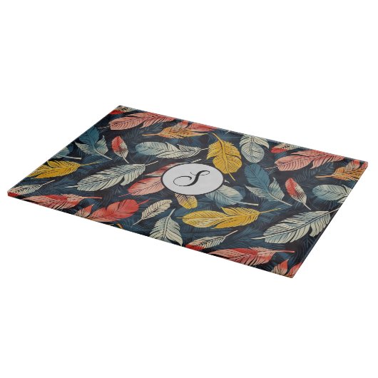 Monogram Flair met veren Snijplank (Hoek)