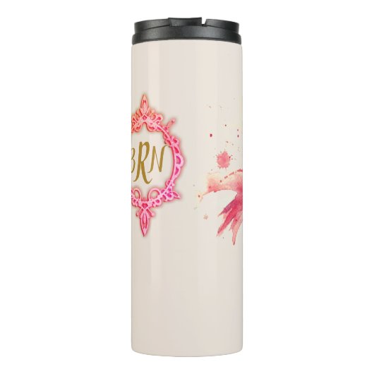 Monogram Flamingo "Be You Tiful" Steampunk Pet Thermosbeker (Achterkant)