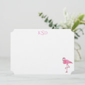 Monogram Flamingo Print Briefpapier Kaart (Staand voorkant)
