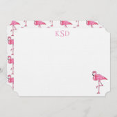 Monogram Flamingo Print Briefpapier Kaart (Voorkant / Achterkant)