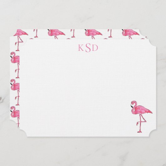 Monogram Flamingo Print Briefpapier Kaart (Voorkant / Achterkant)