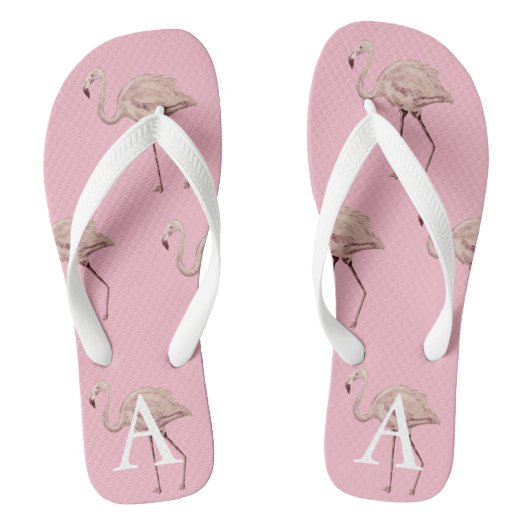 Monogram Flamingo Roze Teenslippers (Voetbed)
