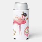 Monogram Flamingo "Wees Jij tiful" Steampunk Vinta Seltzer Blikjeskoeler (Seltzer Voorkant)