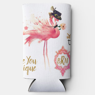 Monogram Flamingo "Wees Jij tiful" Steampunk Vinta Seltzer Blikjeskoeler