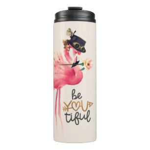 Monogram Flamingo "Wees u vriendelijk" Steampunk P Thermosbeker